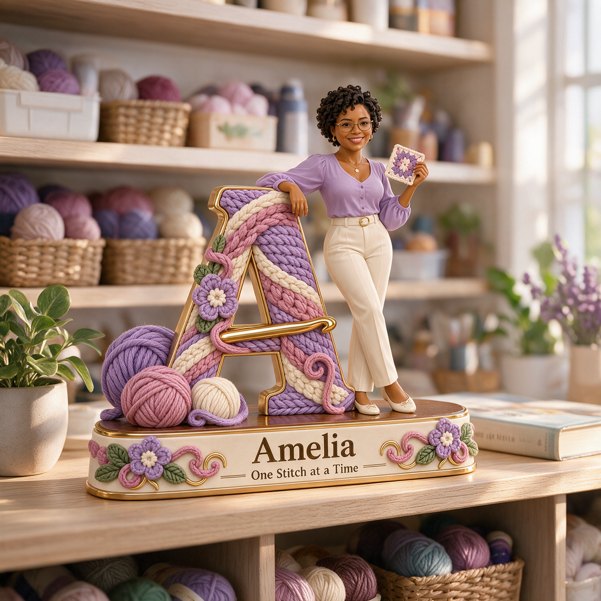 Personalized Custom Photo Crochet 3D Letter Plaque - Gift for Women