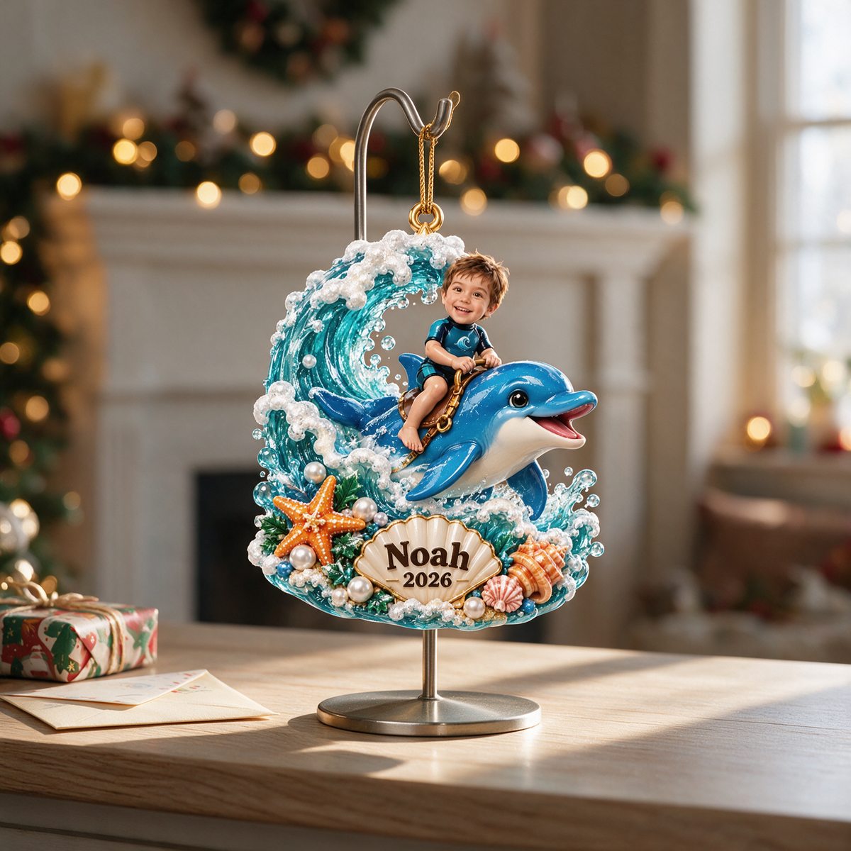 Personalized Custom Photo Dolphin 3D Ornament - 2026 Christmas Gift for Boys