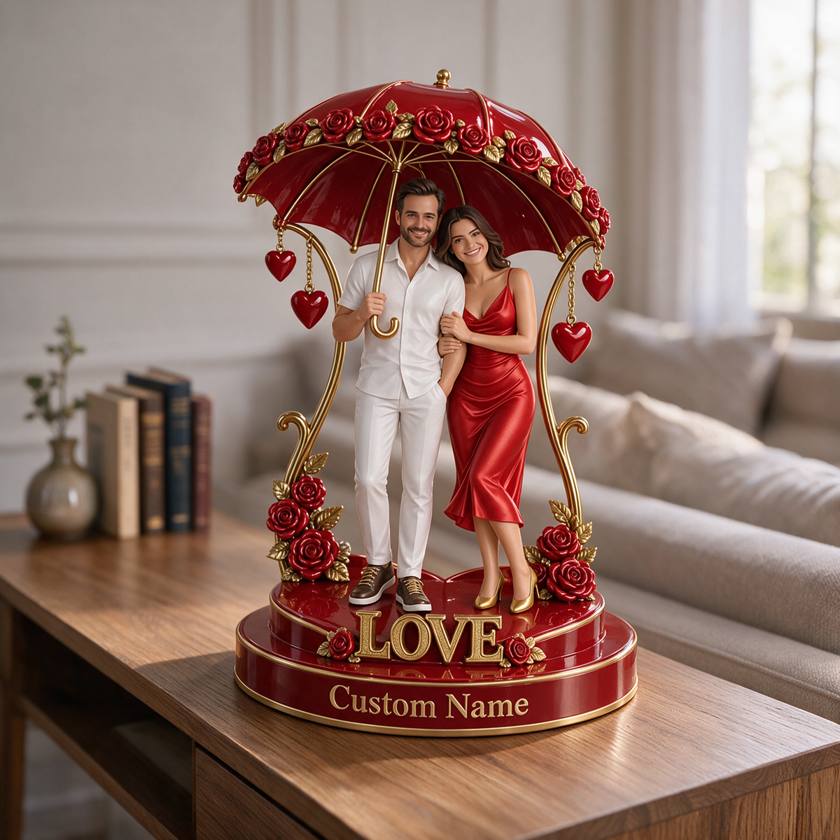 Custom Photo Couple Acrylic Plaque - Rose Umbrella Keepsake