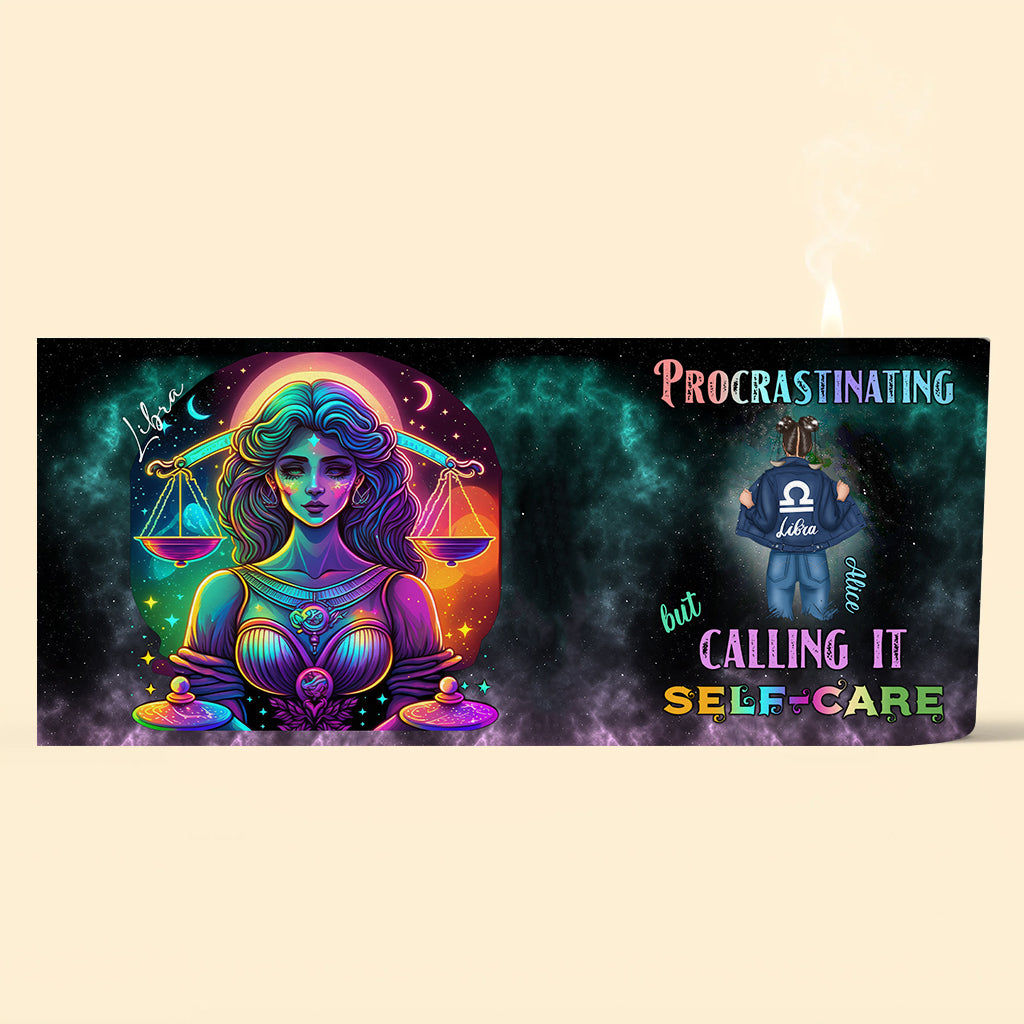 Rainbow Star Sign Galaxy - Personalized Horoscope Candle With Wooden Lid