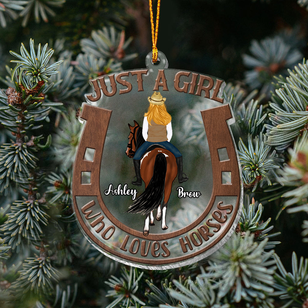 Just A Girl Who Loves Horse - Personalized Horse Transparent Ornament