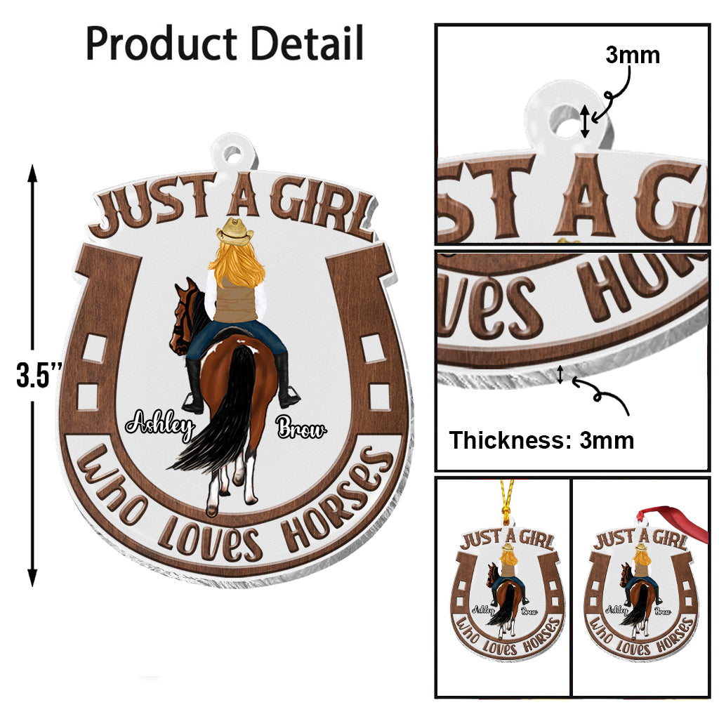 Just A Girl Who Loves Horse - Personalized Horse Transparent Ornament
