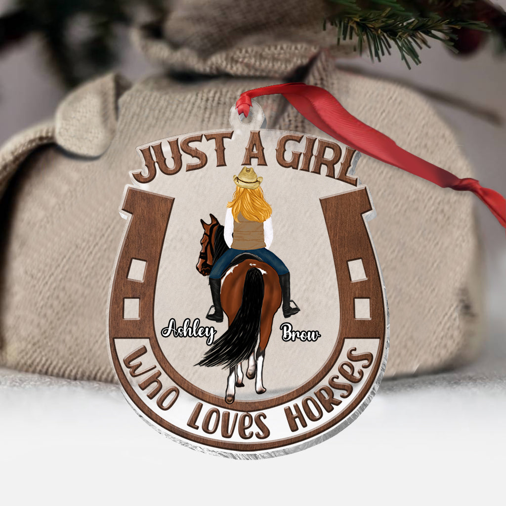 Just A Girl Who Loves Horse - Personalized Horse Transparent Ornament