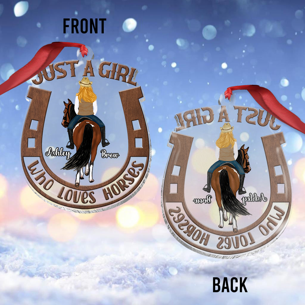 Just A Girl Who Loves Horse - Personalized Horse Transparent Ornament