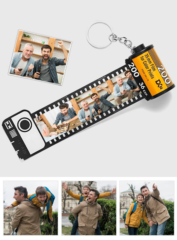 Personalized Film Roll Keychain - Gift for step dad - Personalized Film Roll Keychain