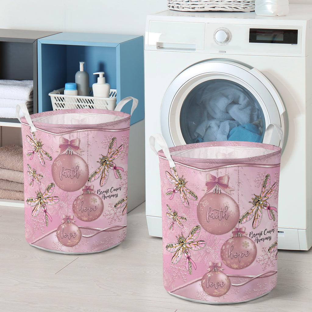 Aufbewahrungskorb mit Metallmuster „Glaube, Hoffnung, Liebe“ zur Sensibilisierung für Brustkrebs (0622)