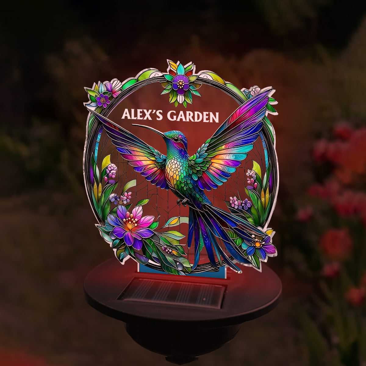 Atemberaubende Kolibri-, Bienen- und Schmetterlingsmotive... - Personalisierte Garten-Solarleuchte