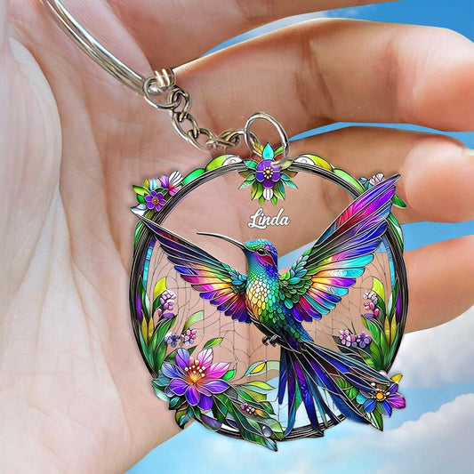 Stunning Humming Bird - Personalized Hummingbird Keychain