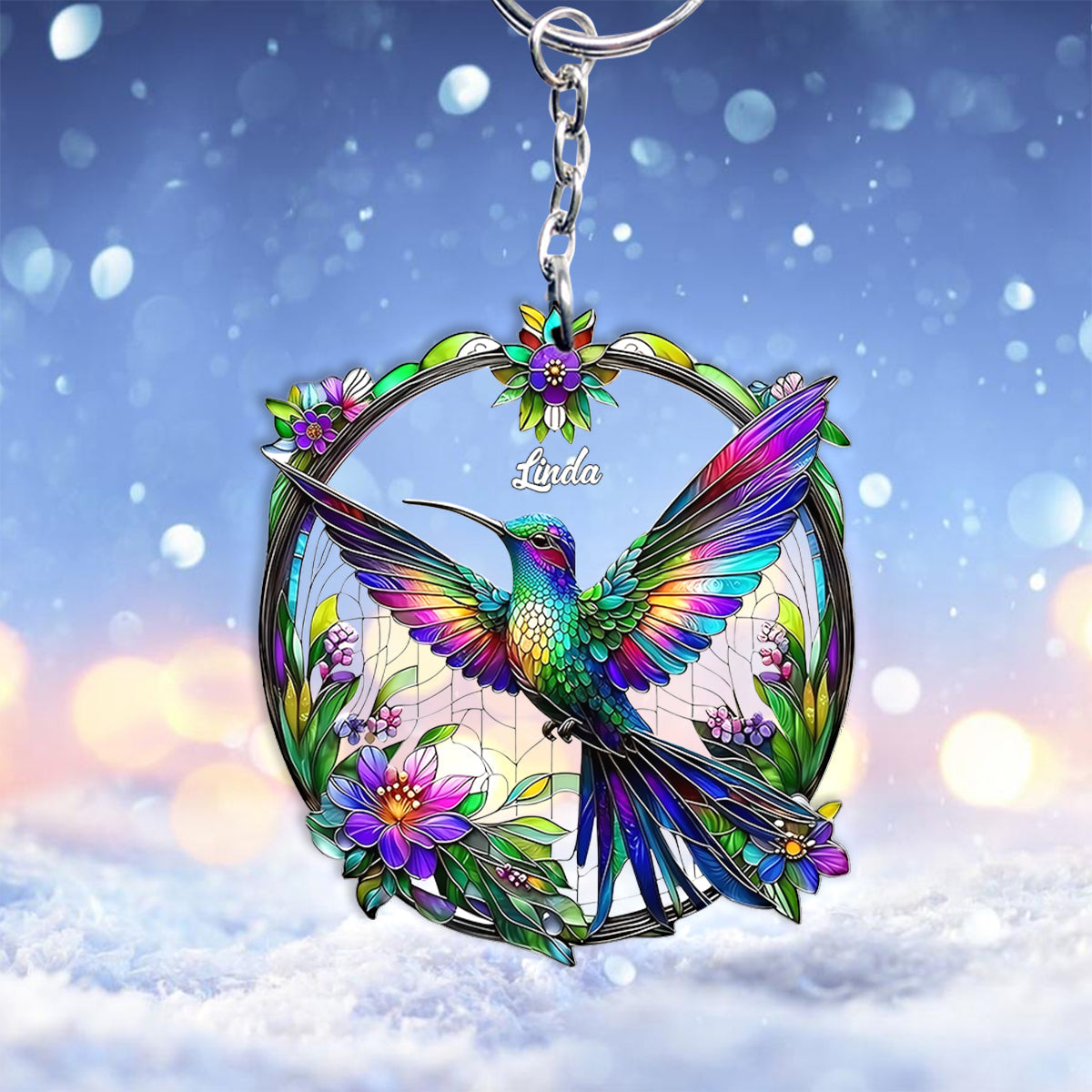 Stunning Humming Bird - Personalized Hummingbird Keychain