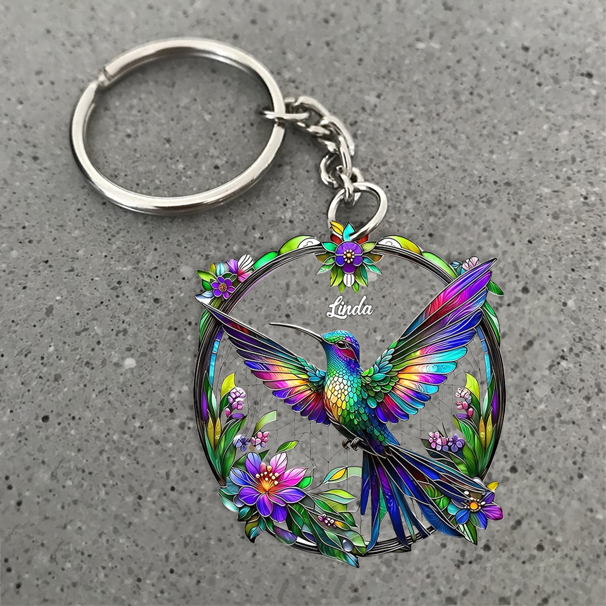 Stunning Humming Bird - Personalized Hummingbird Keychain