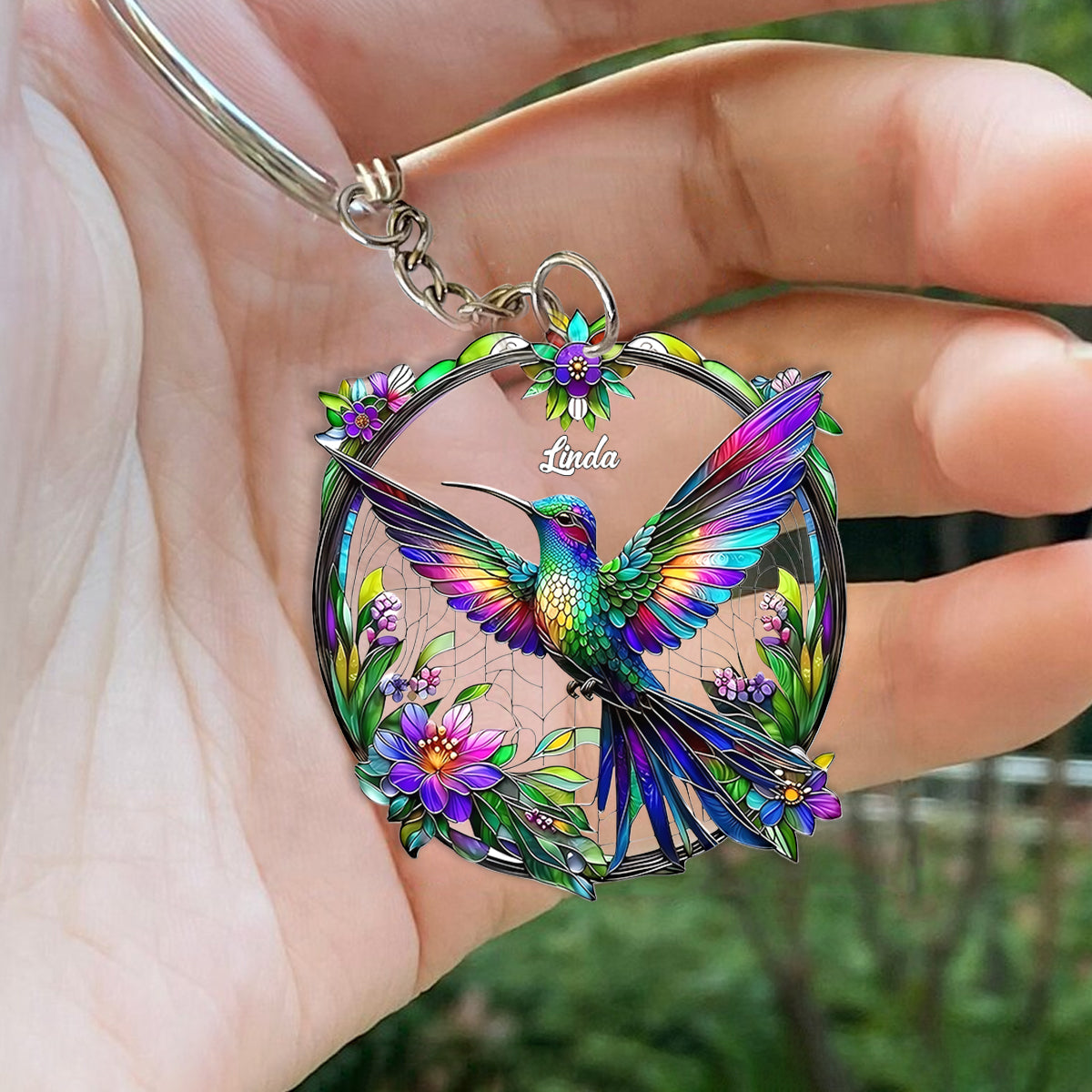 Stunning Humming Bird - Personalized Hummingbird Keychain