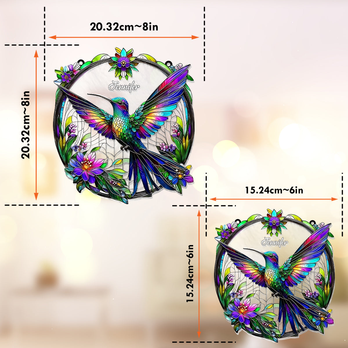 Atemberaubender Kolibri – Personalisierter Kolibri-Fensterhänger als Sonnenfänger 
