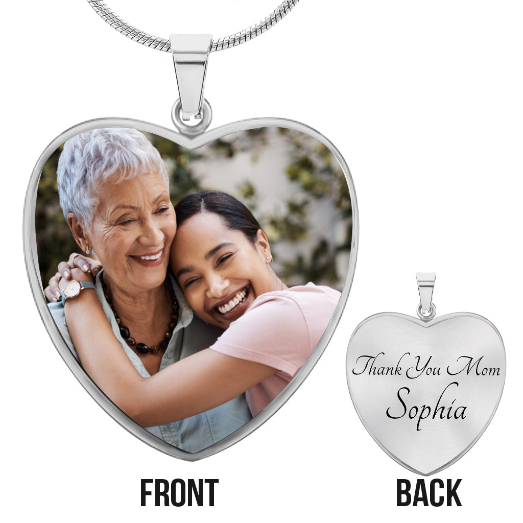 Thank You Mum - Gift for mom, grandma, wife, girlfriend, daughter - Personalized Heart Pendant Necklace
