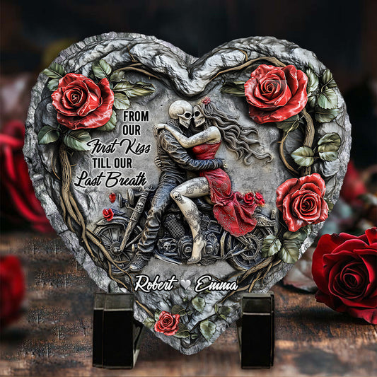 From Our First Kiss - Personalized Couple Heart Shaped Stone