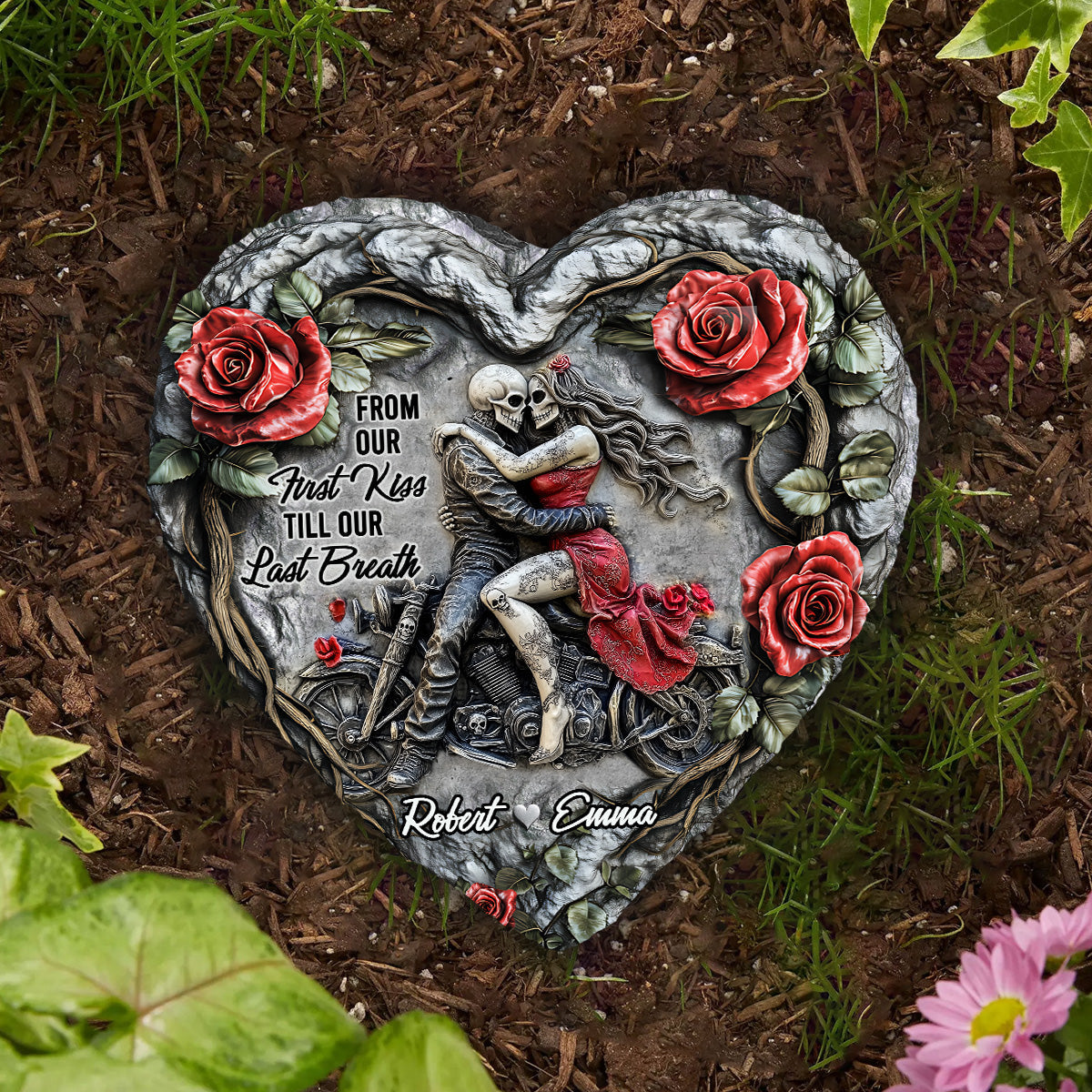 From Our First Kiss - Personalized Couple Heart Shaped Stone