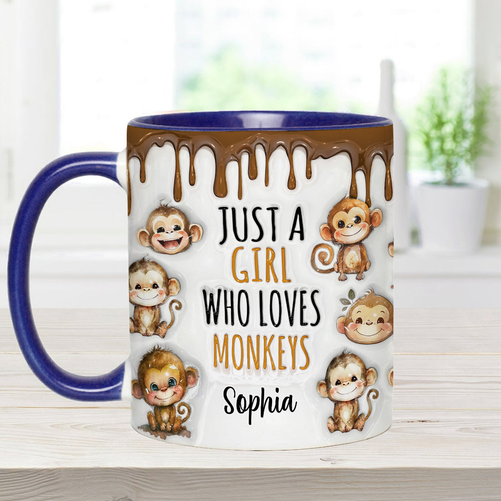 Just A Girl Who Loves Monkeys - Personalized Accent Mug