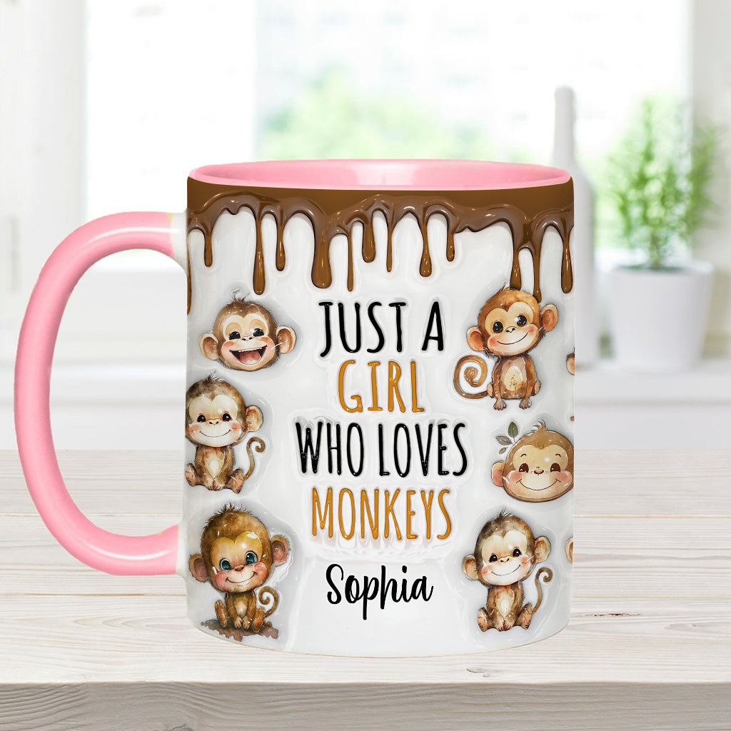 Just A Girl Who Loves Monkeys - Personalized Accent Mug