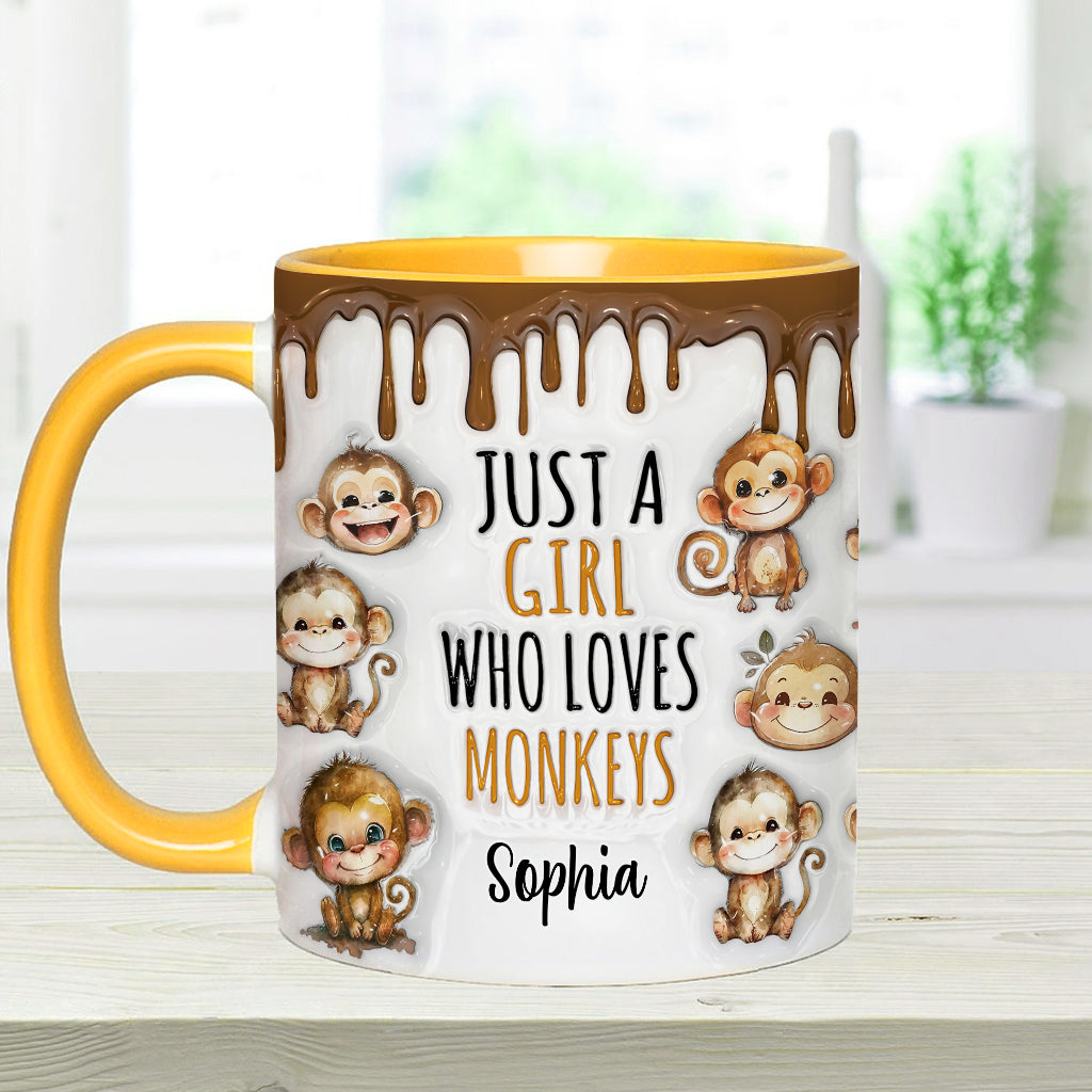 Just A Girl Who Loves Monkeys - Personalized Accent Mug