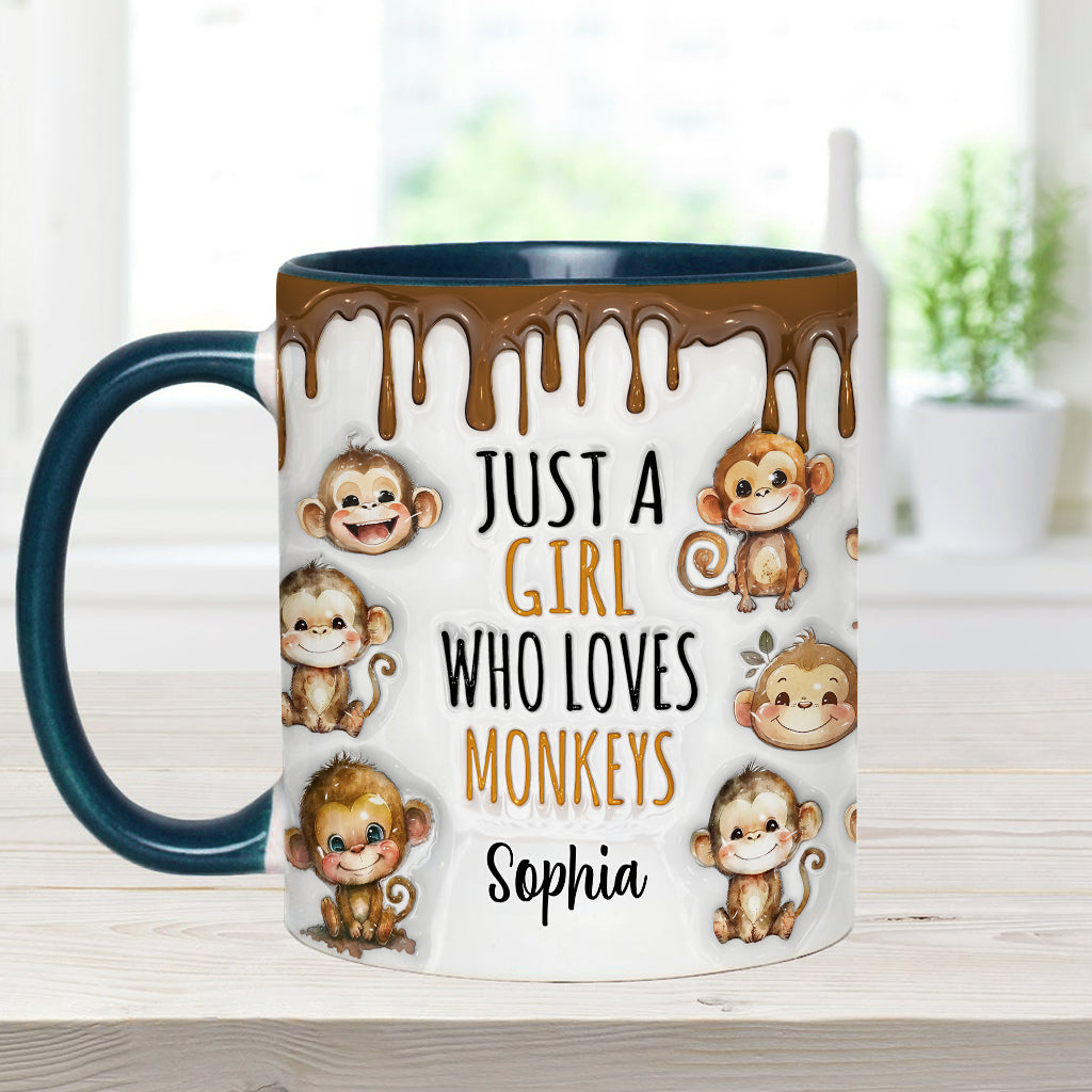 Just A Girl Who Loves Monkeys - Personalized Accent Mug