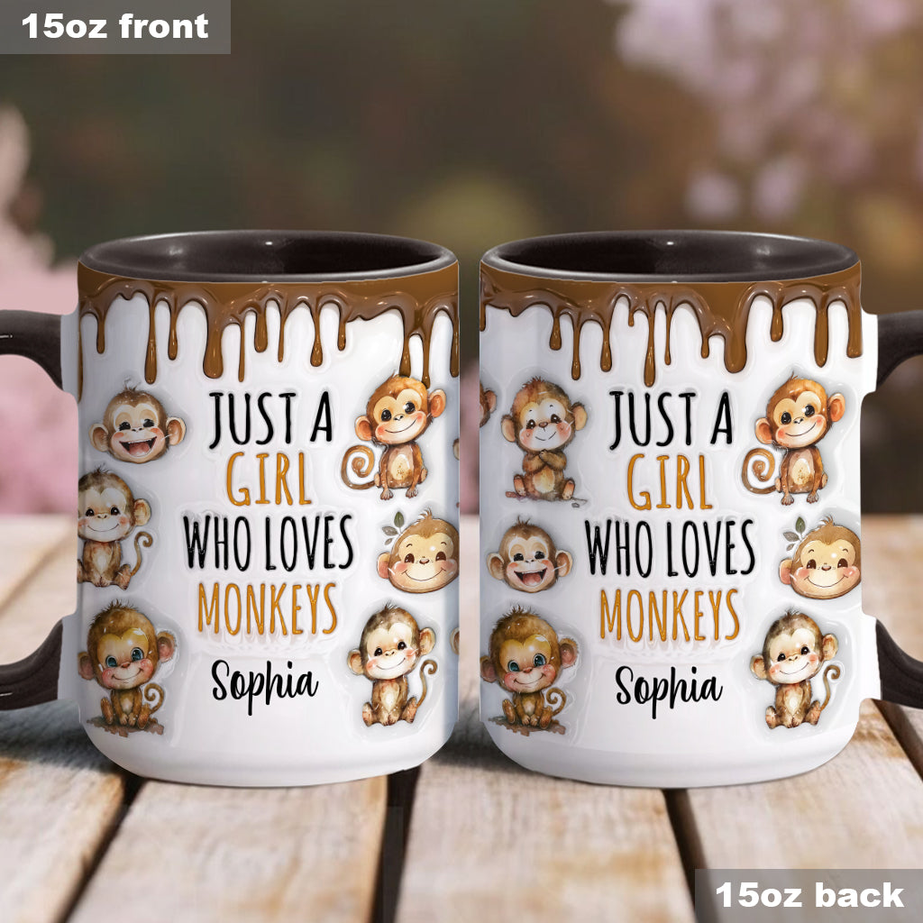 Just A Girl Who Loves Monkeys - Personalized Accent Mug