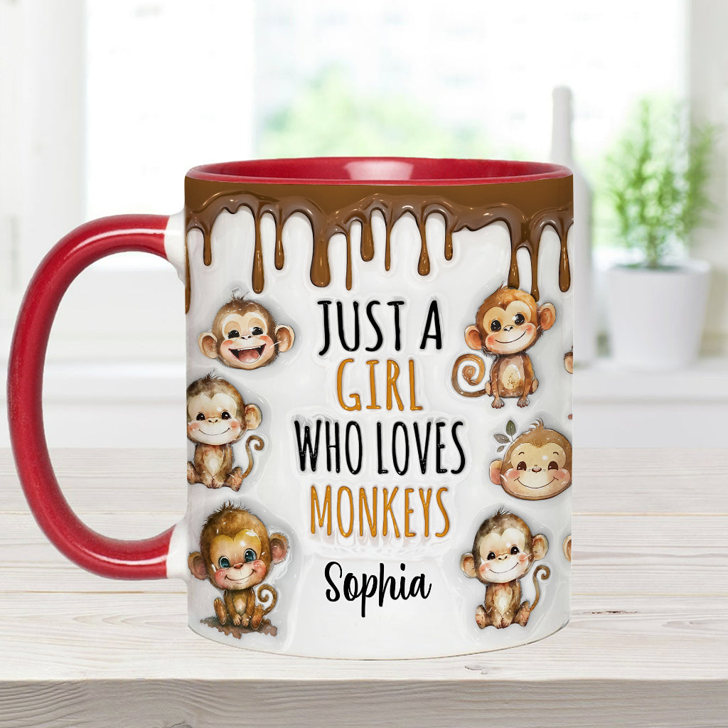 Just A Girl Who Loves Monkeys - Personalized Accent Mug