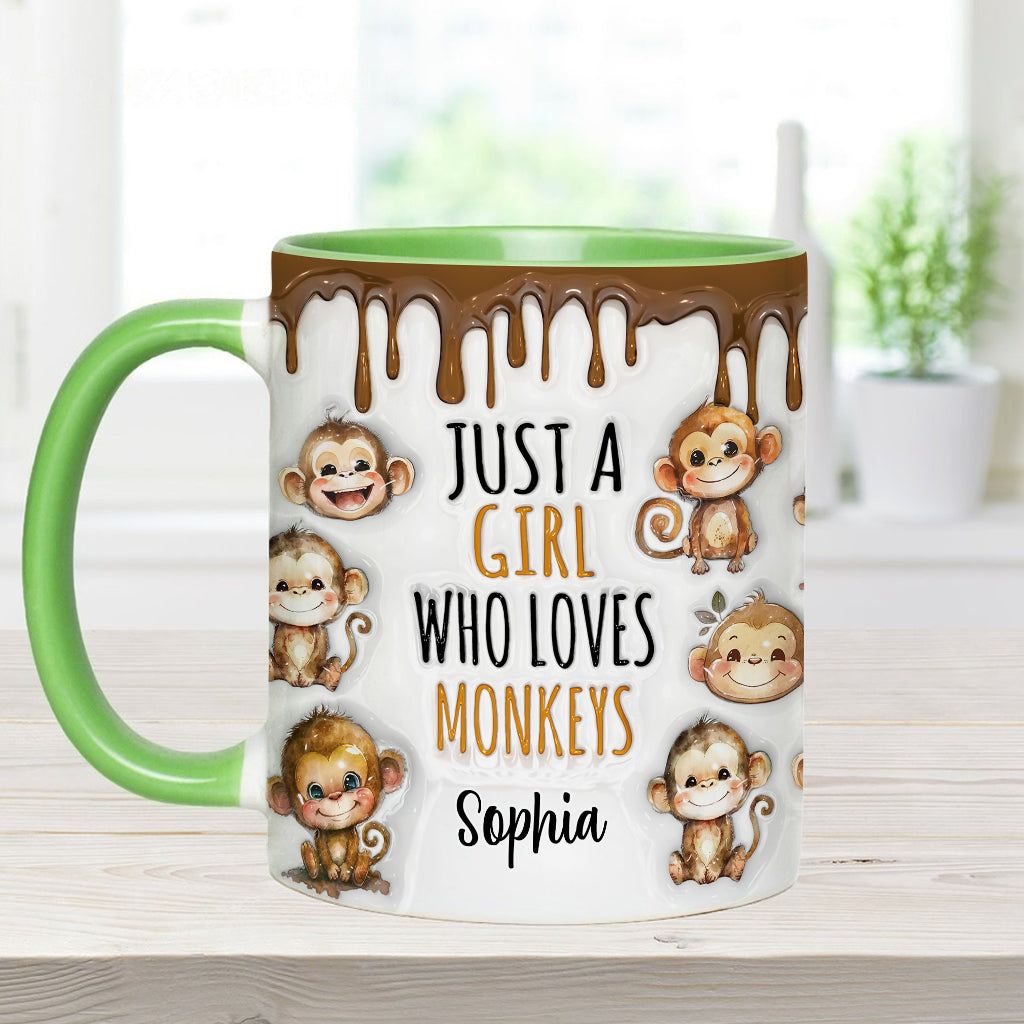 Just A Girl Who Loves Monkeys - Personalized Accent Mug