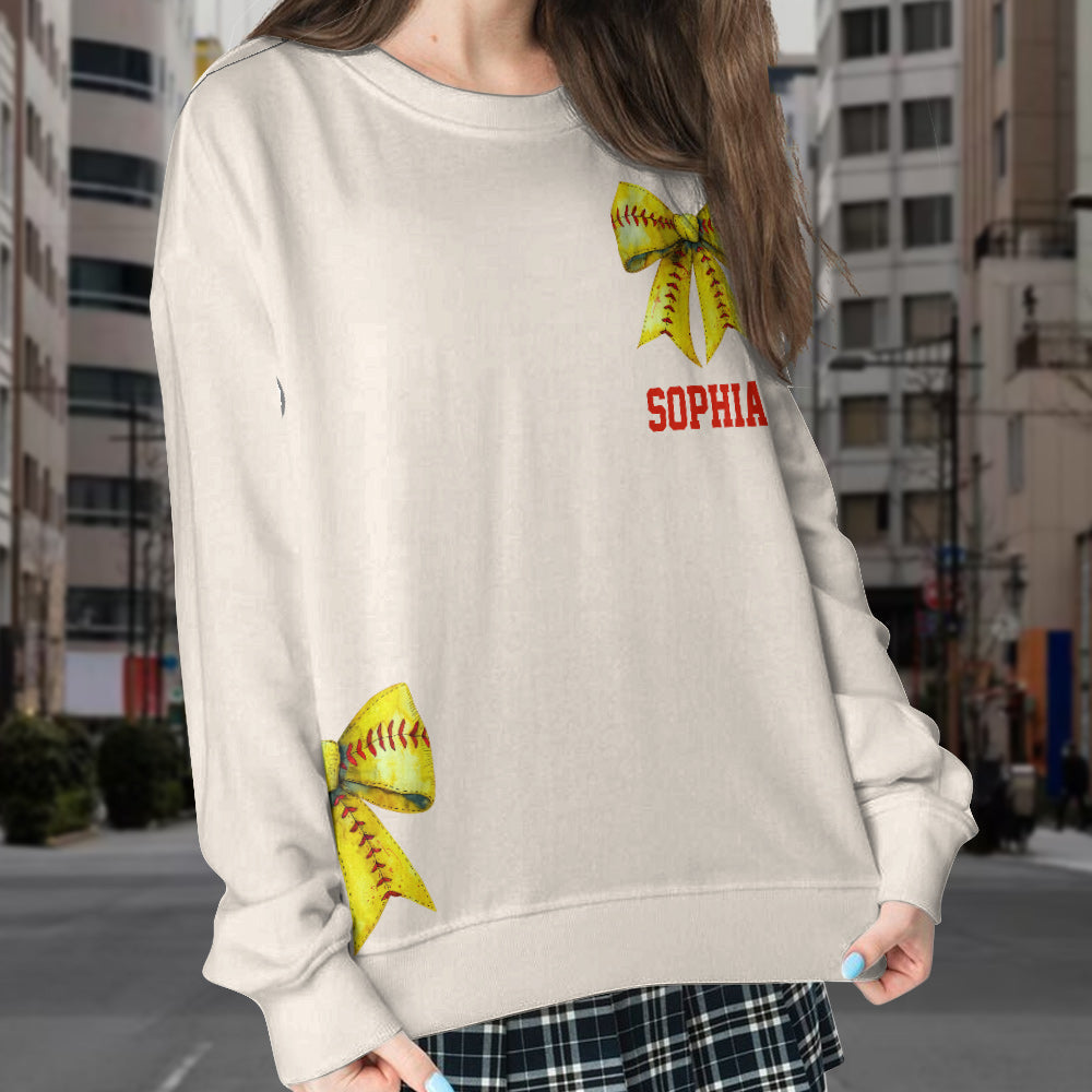 Just A Girl Who Loves Softball - Personalized Softball Split Hem Sweatshirt