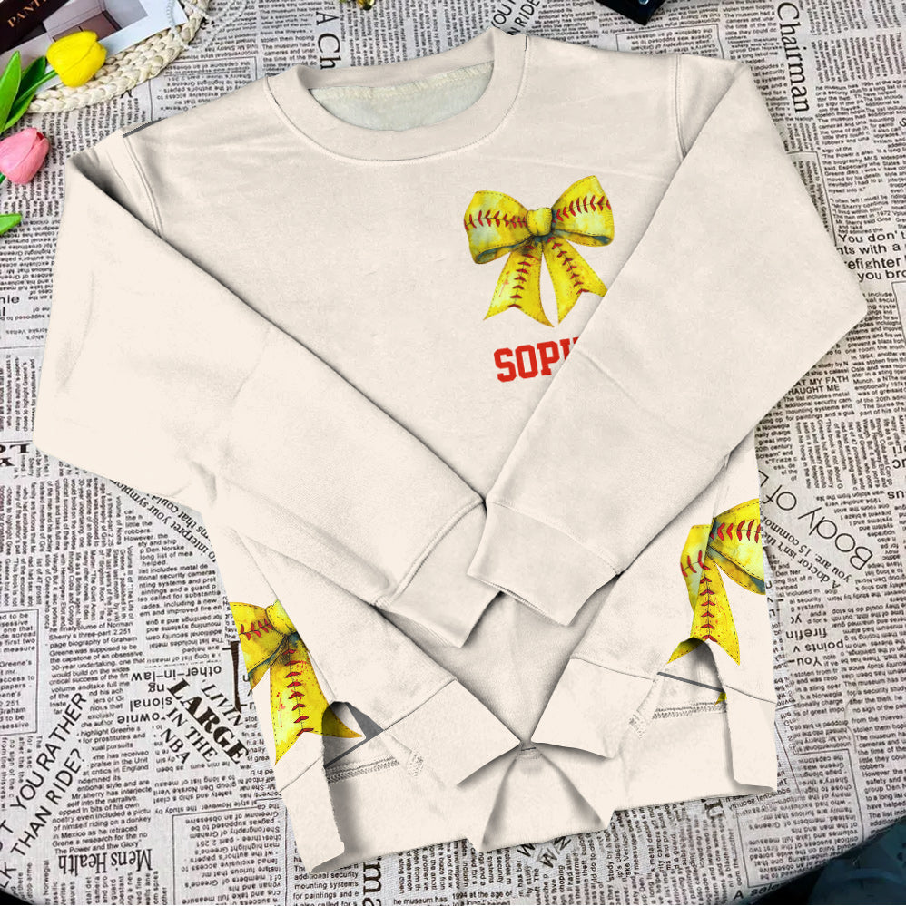 Just A Girl Who Loves Softball - Personalized Softball Split Hem Sweatshirt