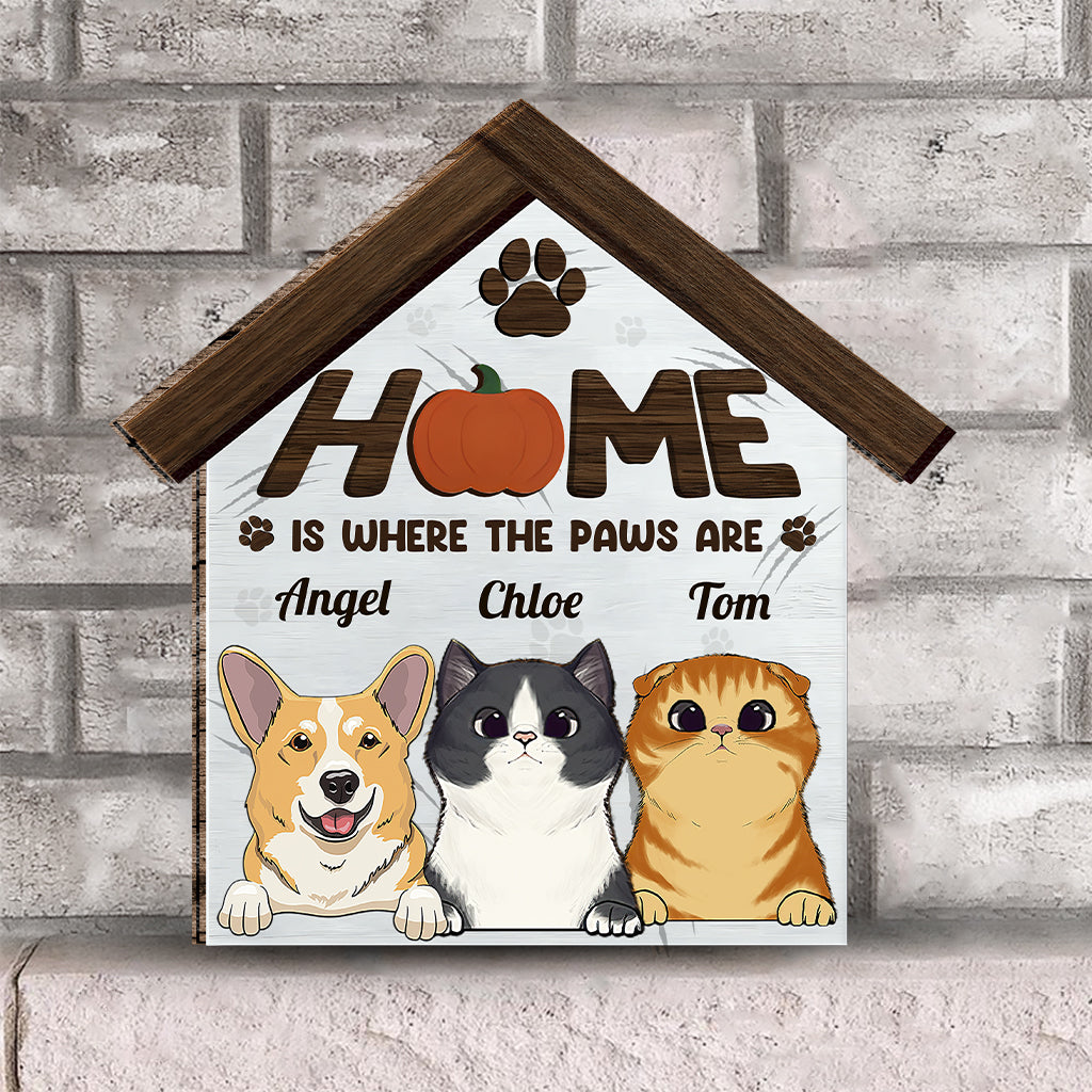 Home Is Where The Paws Are - Personalized Dog Interchangeable Wood Sign