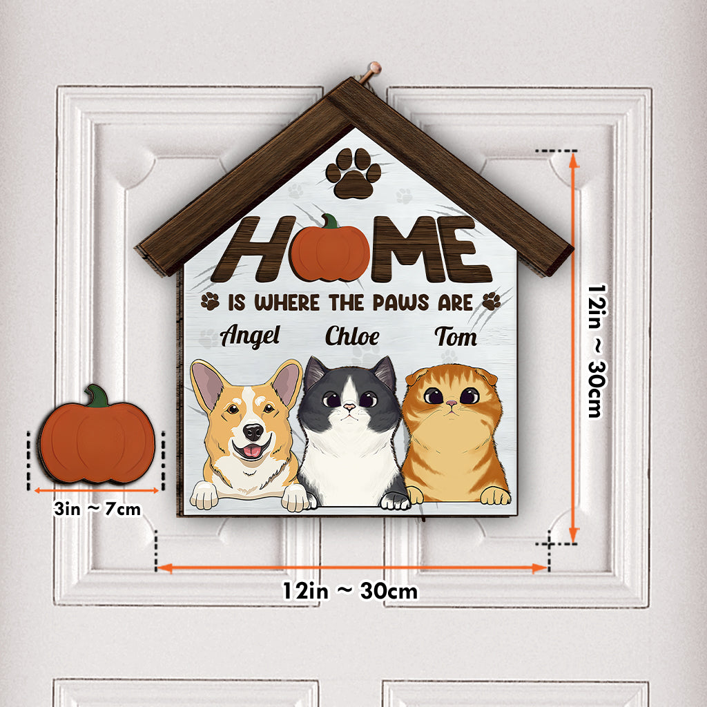 Home Is Where The Paws Are - Personalized Dog Interchangeable Wood Sign