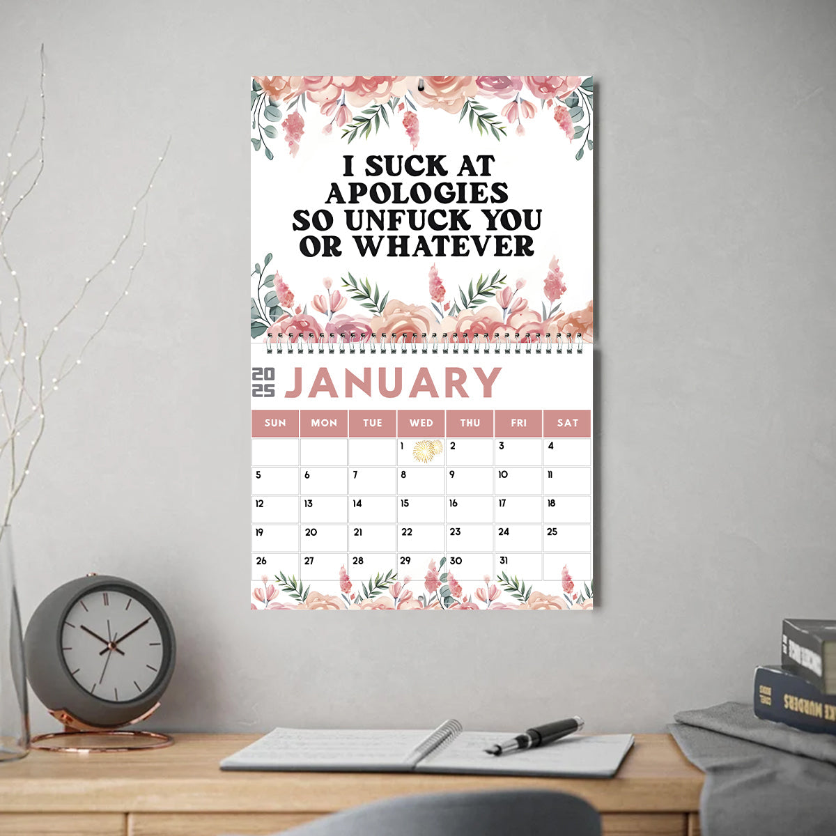 Witziger Bürohumor, Affirmationen für den Arbeitsalltag – personalisierter Wand- und Tischkalender für Kollegen