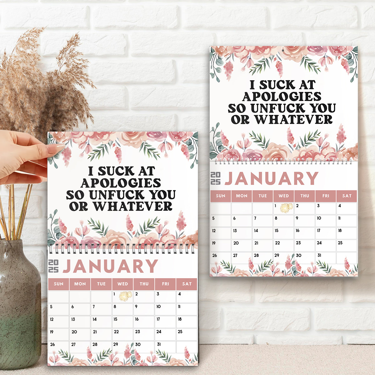 Witziger Bürohumor, Affirmationen für den Arbeitsalltag – personalisierter Wand- und Tischkalender für Kollegen