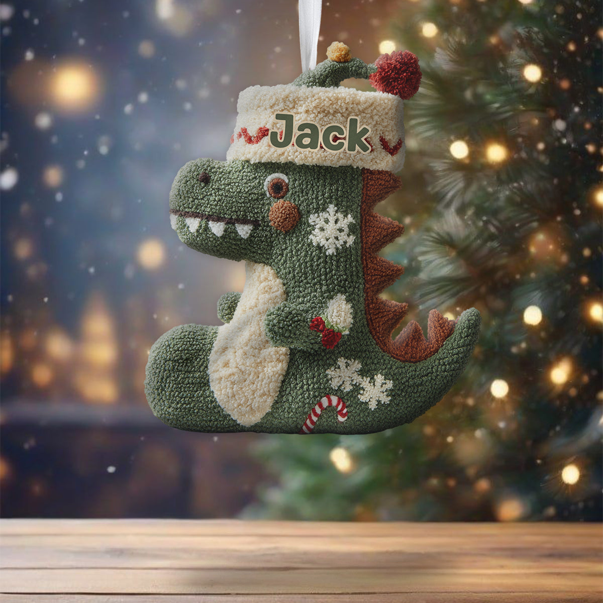 Dinomas - Personalized Kid Shaped Christmas Stocking