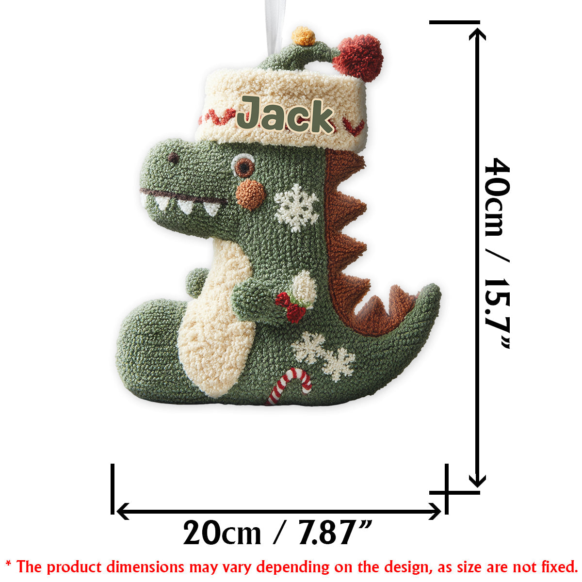 Dinomas - Personalized Kid Shaped Christmas Stocking