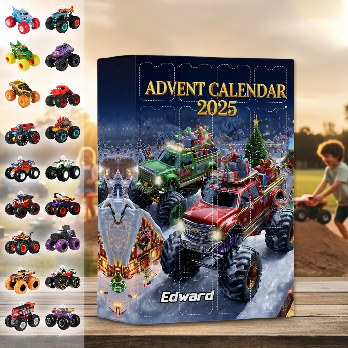 Monster Crusher - Personalized Kid Advent Calendar With Ornaments