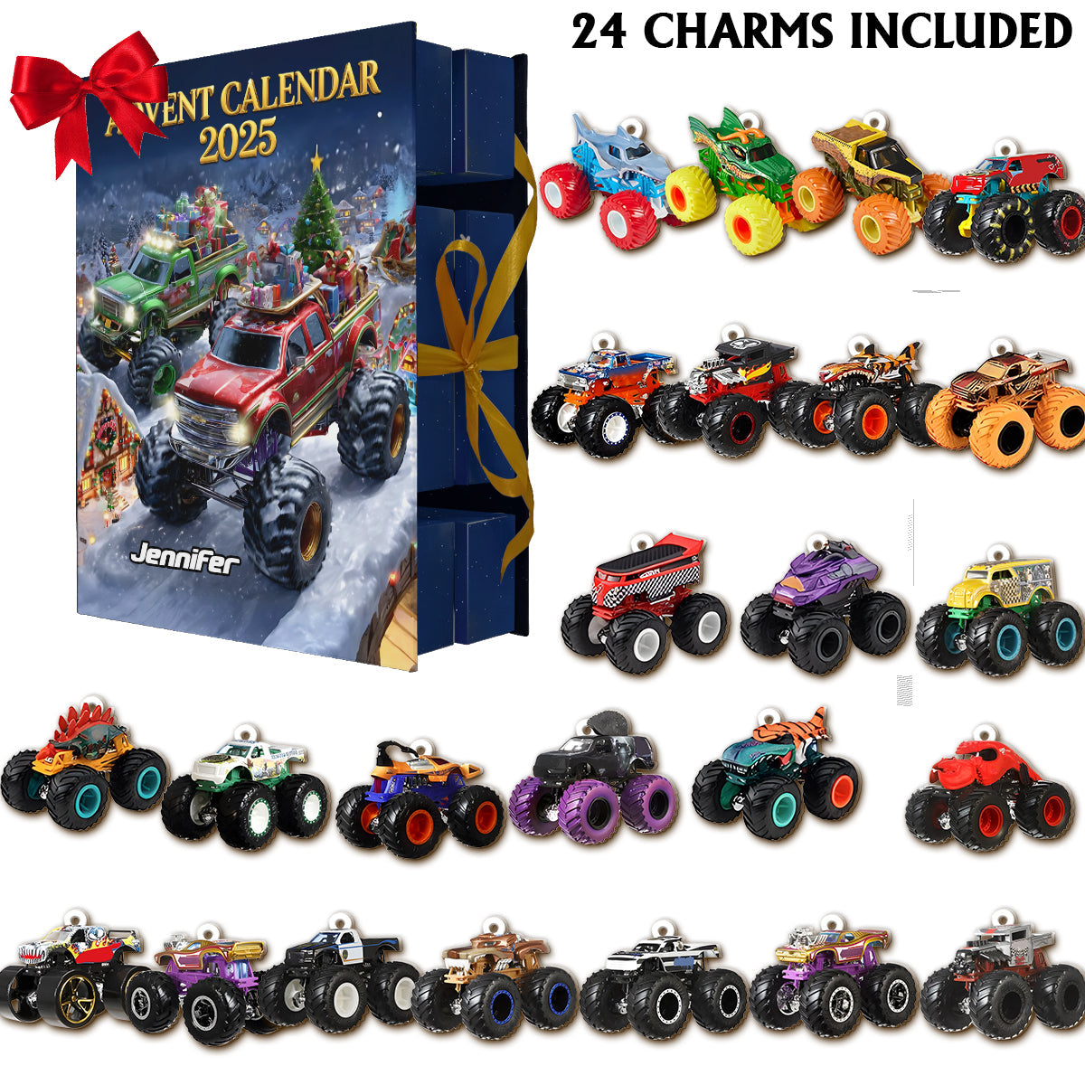 Monster Crusher - Personalized Kid Folded Advent Calendar With Ornaments