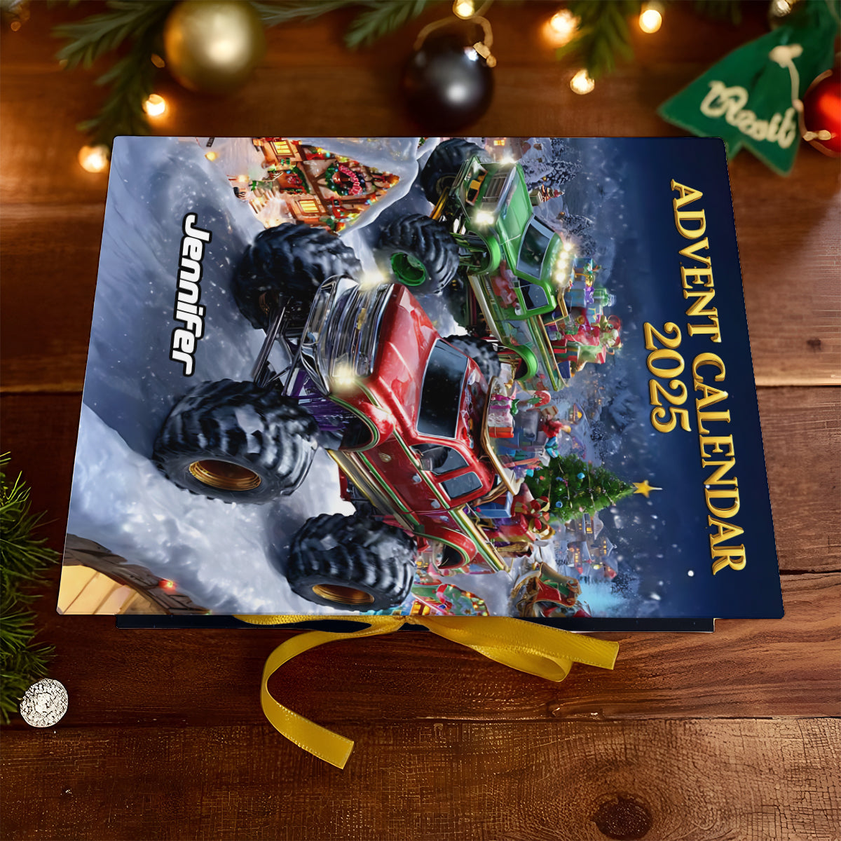 Monster Crusher - Personalized Kid Folded Advent Calendar With Ornaments