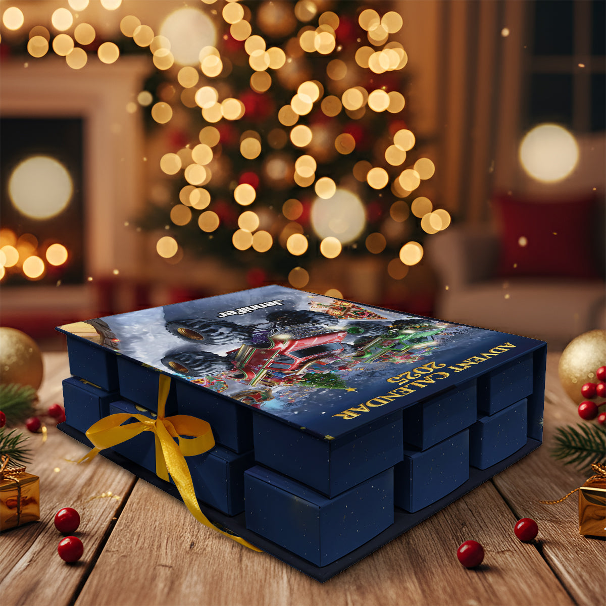 Monster Crusher - Personalized Kid Folded Advent Calendar With Ornaments