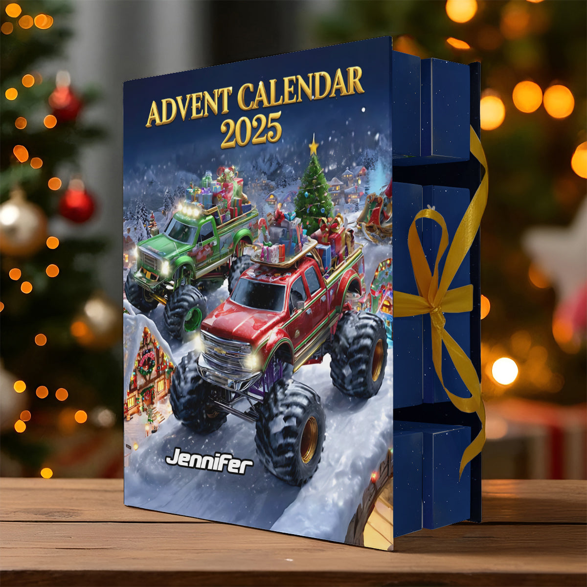 Monster Crusher - Personalized Kid Folded Advent Calendar With Ornaments