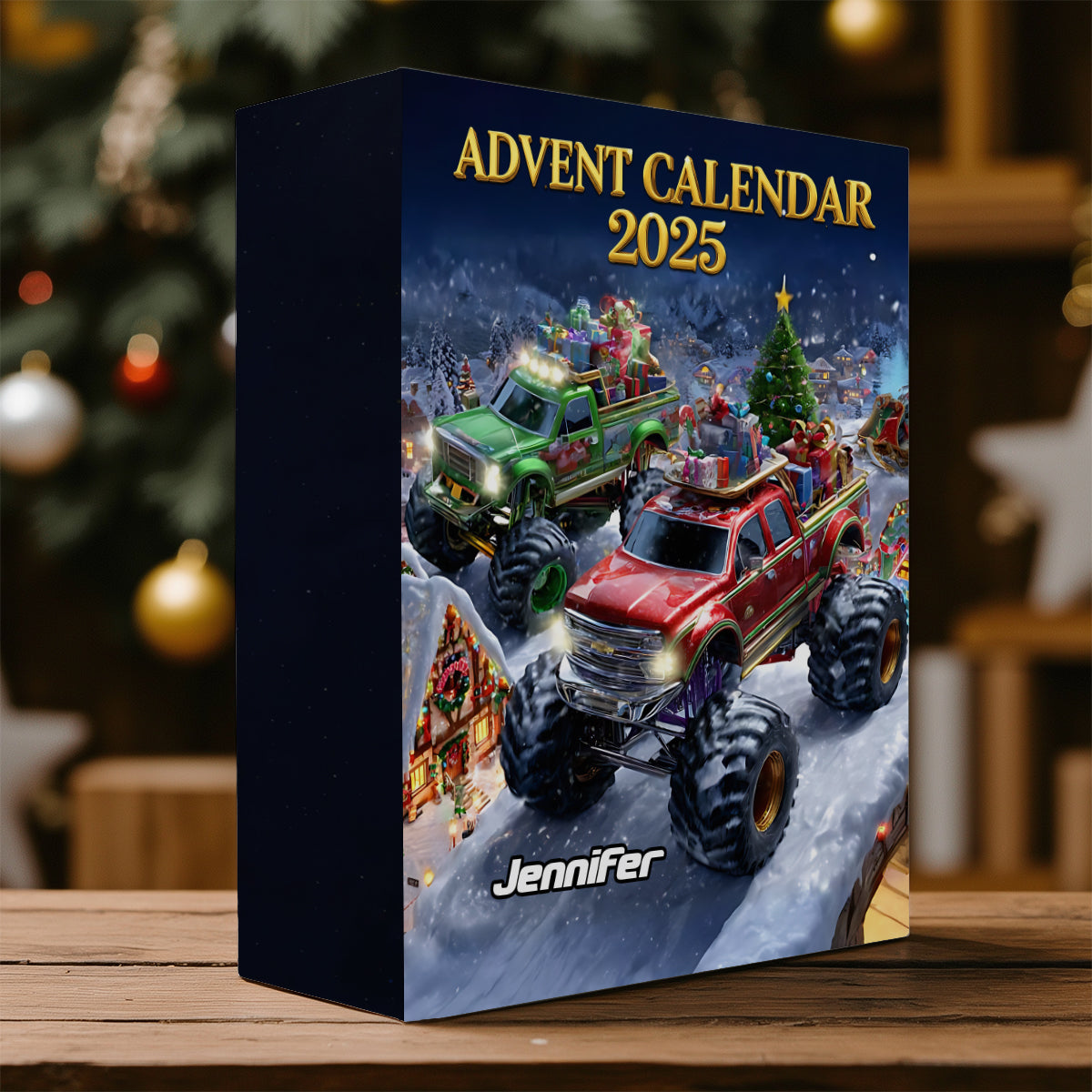 Monster Crusher - Personalized Kid Folded Advent Calendar With Ornaments