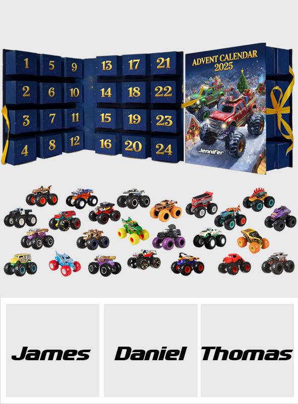 Monster Crusher - Personalized Kid Folded Advent Calendar With Ornaments