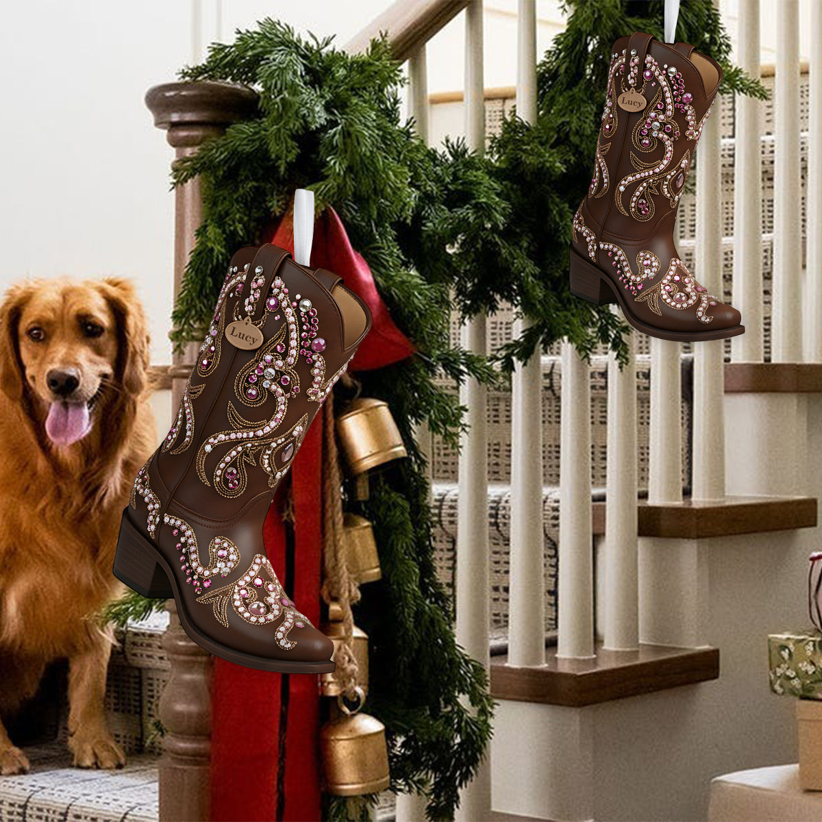 Howdy Chrismas - Personalized Cowgirl Shaped Christmas Stocking