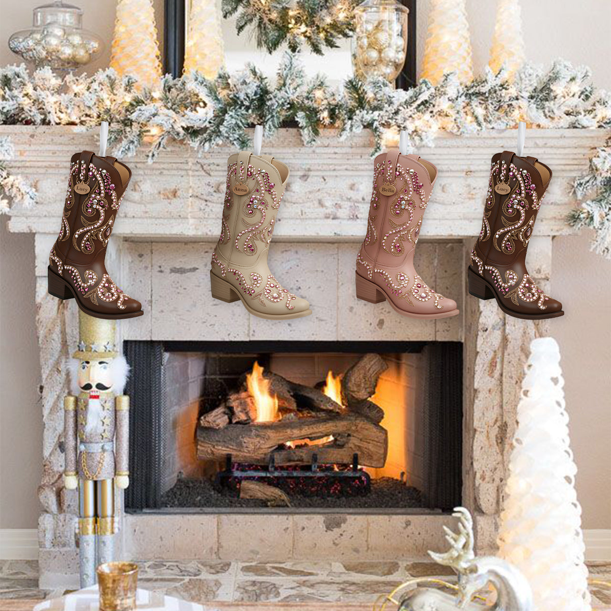 Howdy Chrismas - Personalized Cowgirl Shaped Christmas Stocking