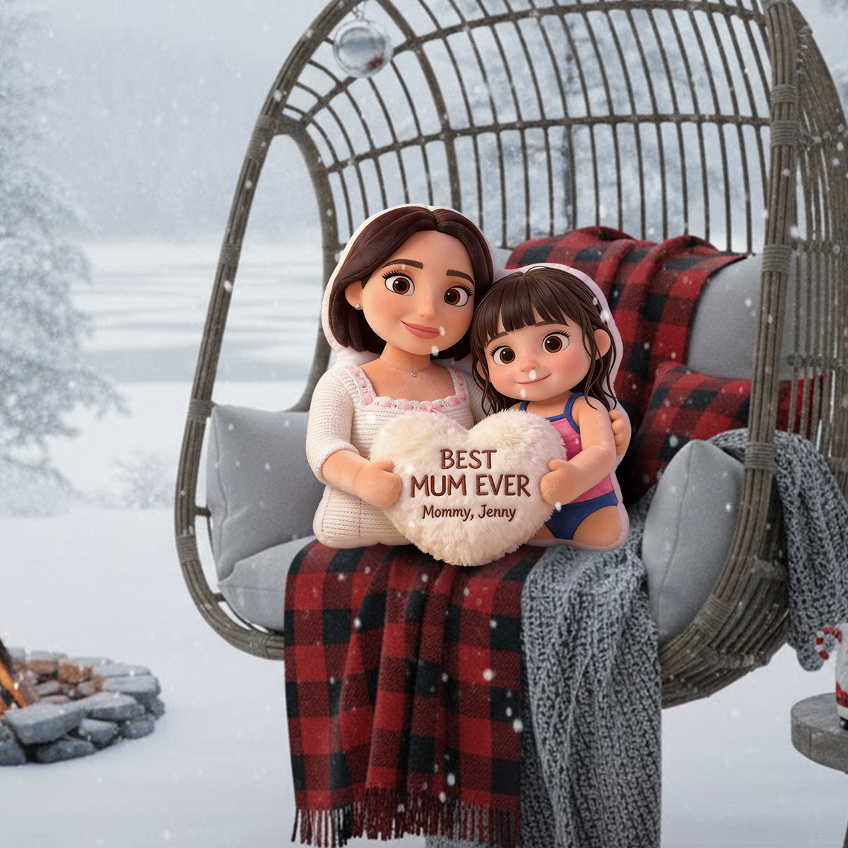 Beste Mama aller Zeiten – Personalisiertes Mutterkissen aus Kunstfell