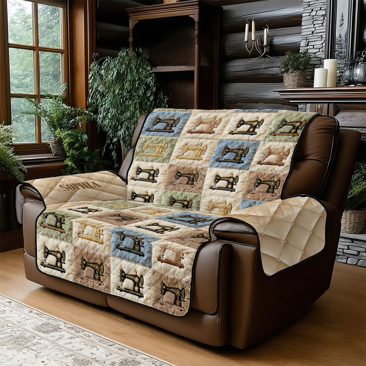 Love Sewing - Personalized Sewing Quilted Sofa/Couch Cover