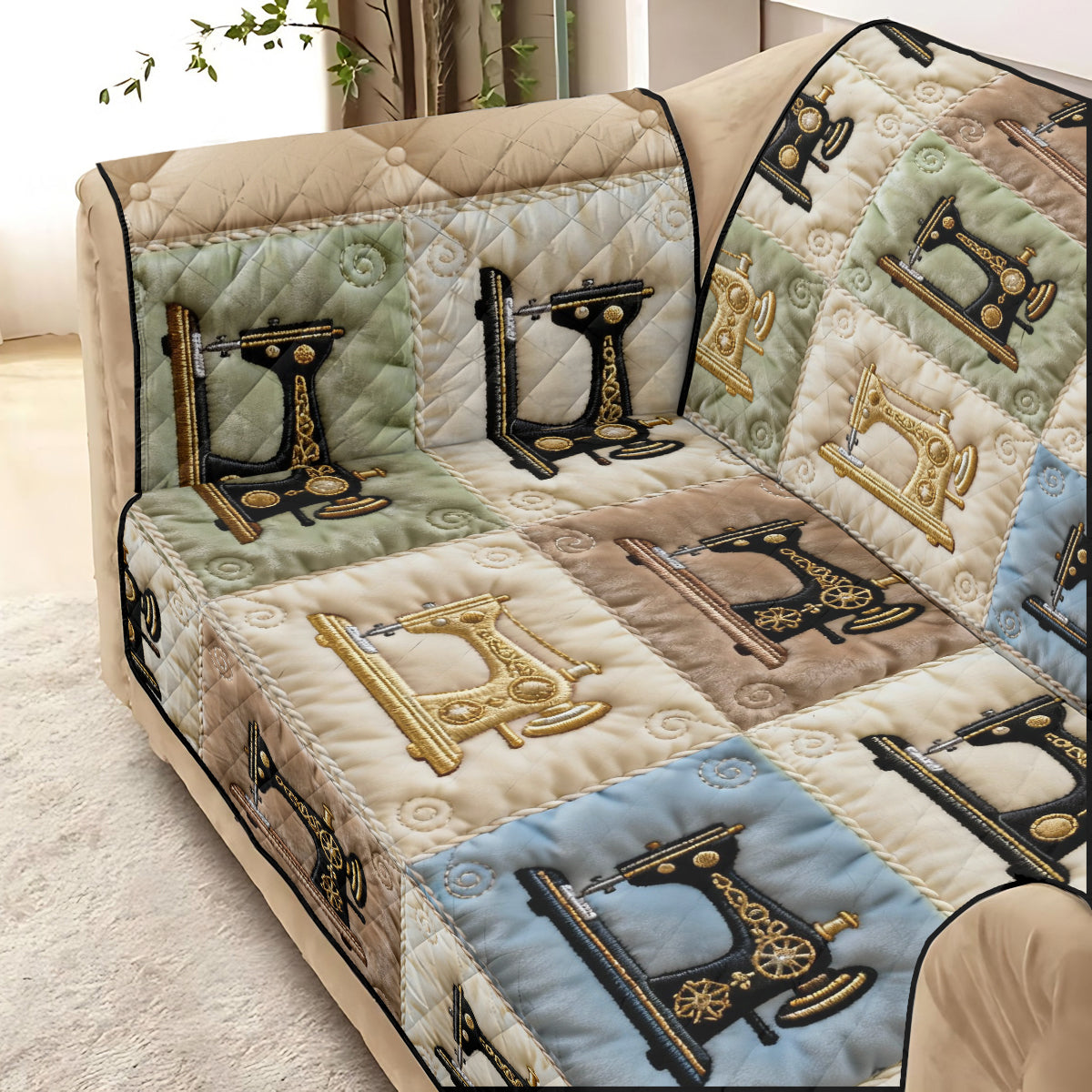 Love Sewing - Personalized Sewing Quilted Sofa/Couch Cover