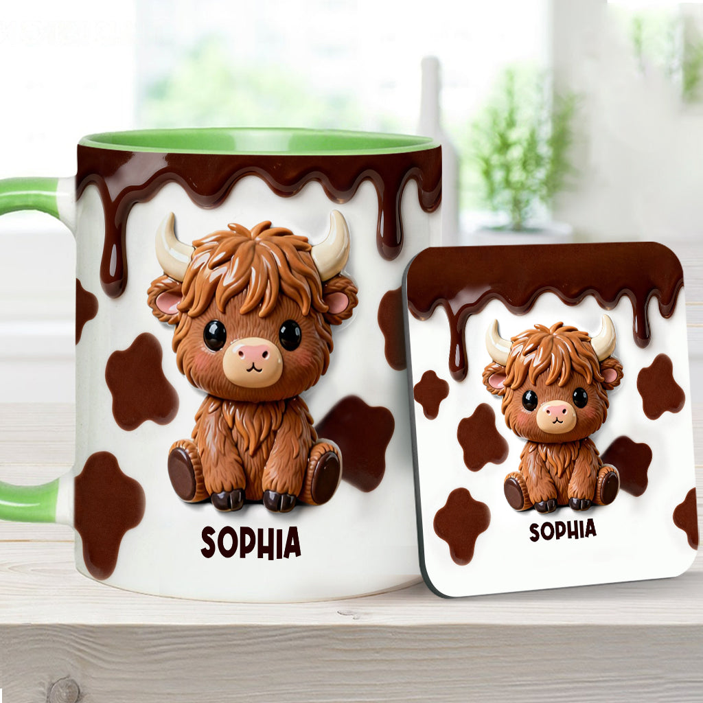 Love Highland Cows - Personalized Highland Cow Accent Mug & Coaster