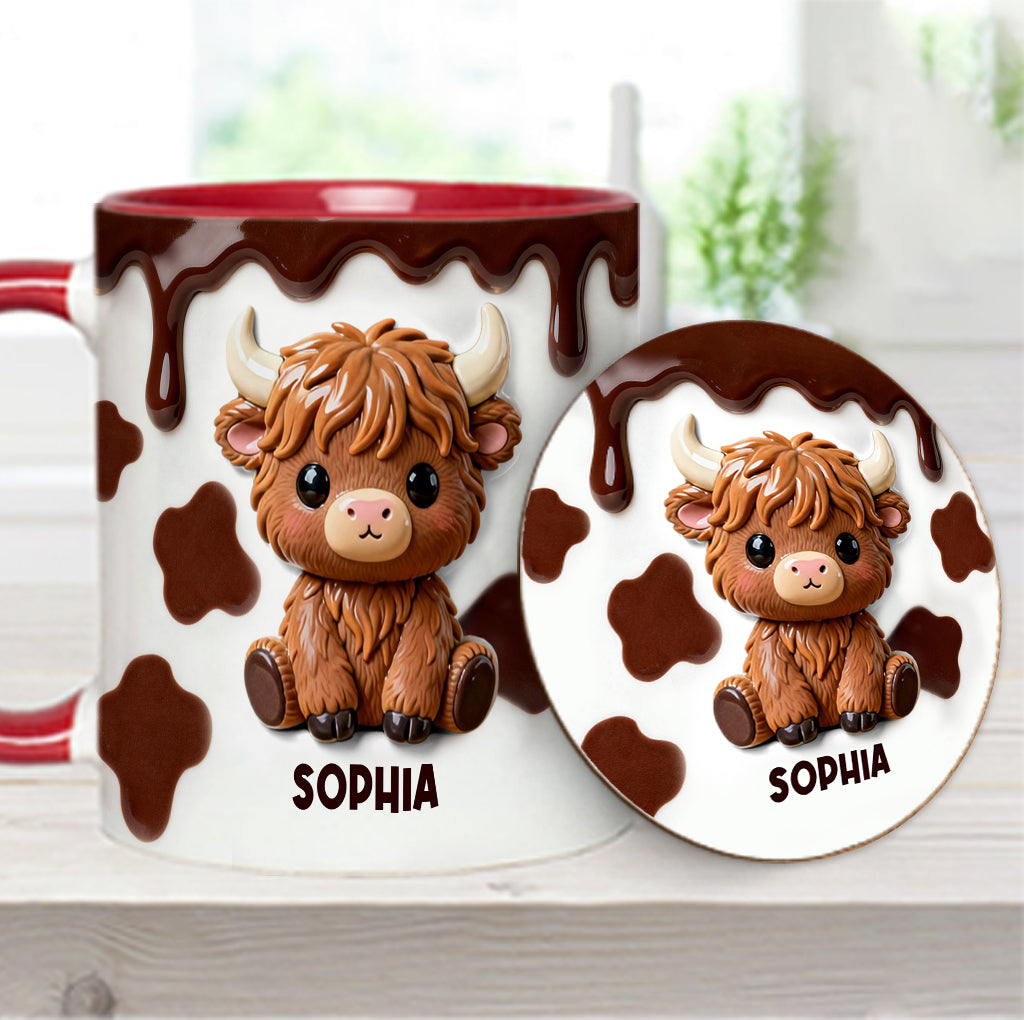 Love Highland Cows - Personalized Highland Cow Accent Mug & Coaster