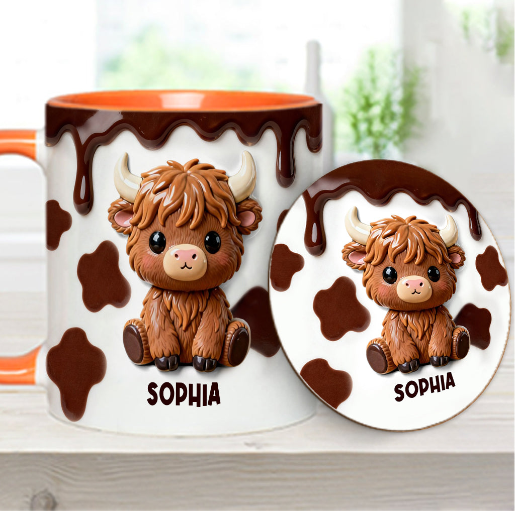 Love Highland Cows - Personalized Highland Cow Accent Mug & Coaster