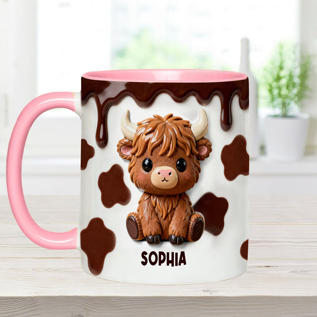 Love Highland Cows - Personalized Highland Cow Accent Mug & Coaster